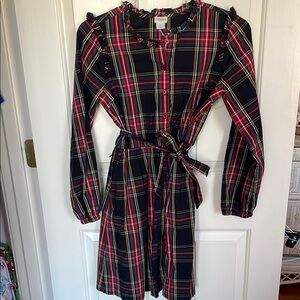 J Crew Plaid Dress - Red and Black